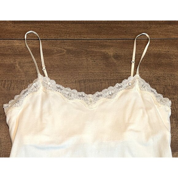 Aeropostale Lace Trim Cami Tank Size Large Cream Y2K Preppy 90S Coquette - Picture 3 of 14